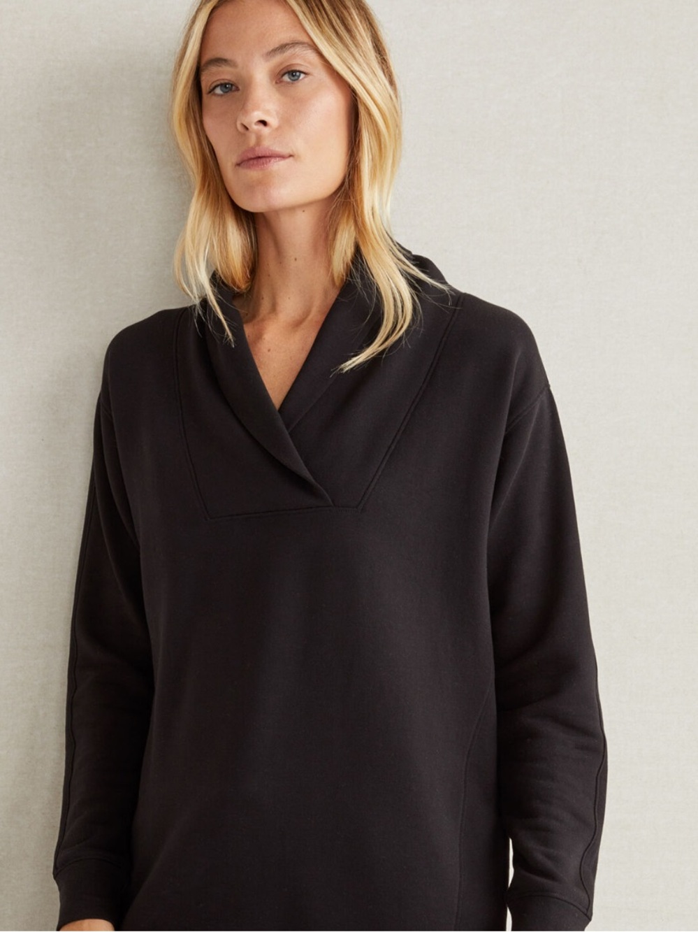 Talbots Black Shawl Collar Long Sleeve Sweatshirt Top, size large